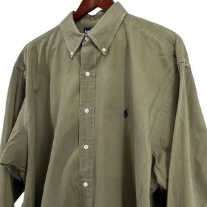 Ralph Lauren Mens Green Button Down Shirt L